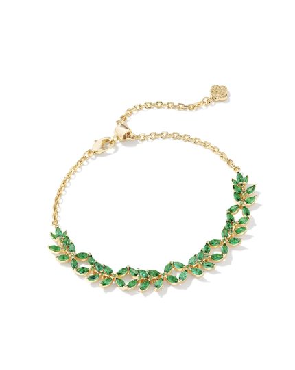 Rosalie Gold Tennis Bracelet in Green Crystal