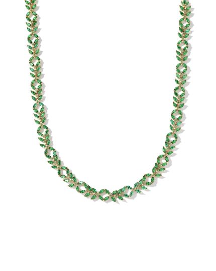 Rosalie Gold Tennis Necklace in Green Crystal