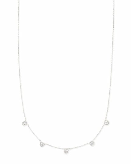 Shannon 14k White Gold Collar Necklace in White Diamond