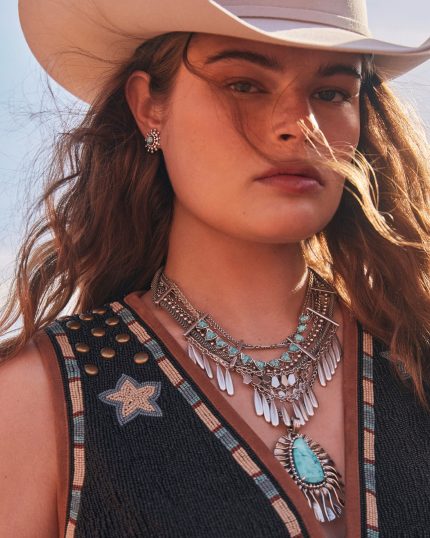 Sydney Statement Necklace in Vintage Silver
